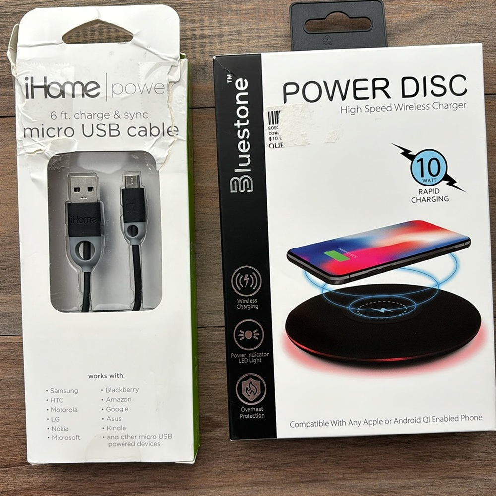 Rapid charging Power disc and USB cable